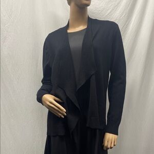 Vila Milano Black Open Front Button Back Detail Cardigan Sweater